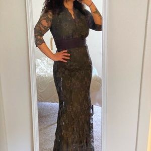 Kiyonna Grey Lace Evening Gown